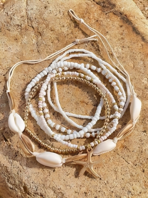 ⁦Minimalist Alloy Rice Bead, Starfish, Crystal Decor Chain⁩ - الصورة ⁦3⁩