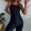 Black Summer Beach Swimsuit Floral Print One Piece