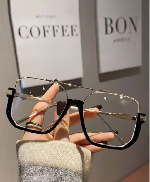 Gold Top Bar Eyeglasses Clear Glasses Accessories