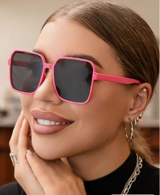Pink Vintage Oversized Square Frame Sunglasses