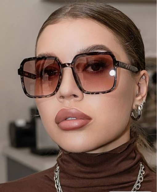 Tiger Brown Oversized Square Frame Stylish Sunglasses