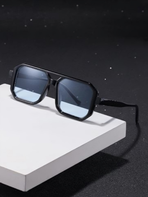 Black Boho-Chic Square Frame Sunglasses