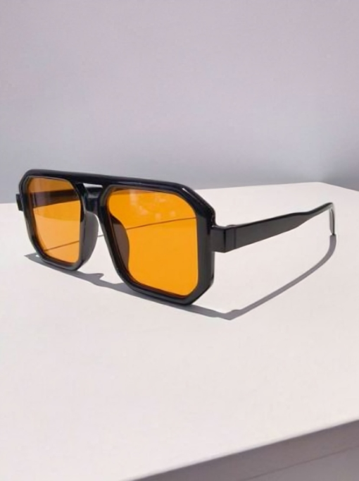Ocean Blue & Gold Unisex Retro Square Sunglasses - Image 4