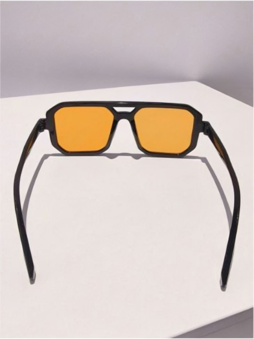 Ocean Blue & Gold Unisex Retro Square Sunglasses - Image 5