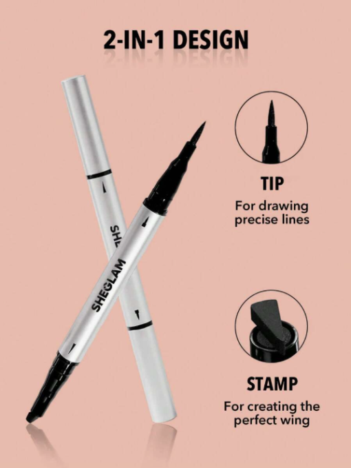 SHEGLAM Wing It Waterproof Liner Duo – 2-in-1 Cat Eye Perfection in a Stamp - Image 3