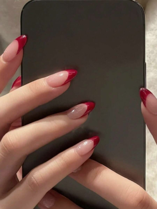 SHEGLAM Burgundy Bow & Cherry Nail Set with 30 Short Almond Tips - Image 4