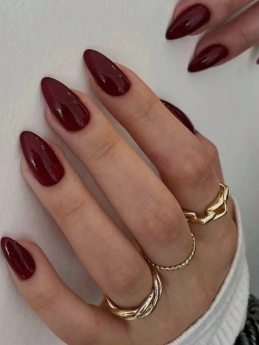SHEGLAM Retro Solid Color Red Almond Press-On Nails