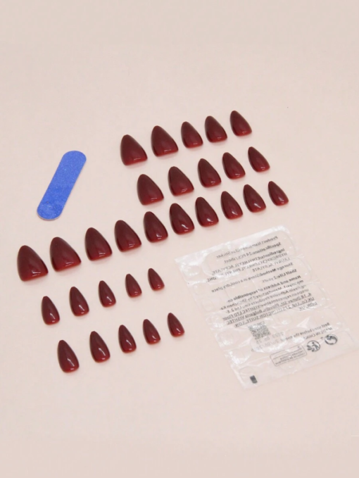 SHEGLAM Retro Solid Color Red Almond Press-On Nails - Image 3