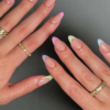 SHEGLAM Multicolor French Style Fresh Rainbow Medium Almond Fake Nails