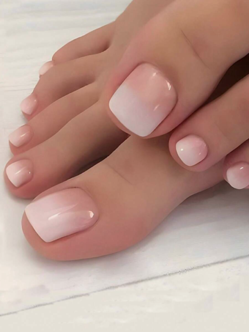 Soft Pink Gradient Toe Nails Effortlessly Elegant Ombré Pedicure Perfection