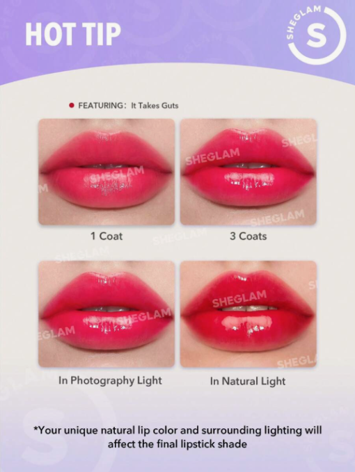SHEGLAM Mirror Kiss High-Shine Lipstick 12 Glittering Shades - Image 4