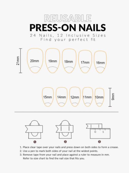 Long Almond Milky Ombre Fake Nail File & 1 Sheet Tape Press On Nails - Image 4