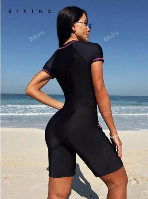 1pc Conservative Zipper Removable Padded Swimsuit - Image 6